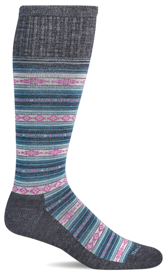 SockWell SW192W Women's Firm Graduated Compression Southwest Stripe Charcoal