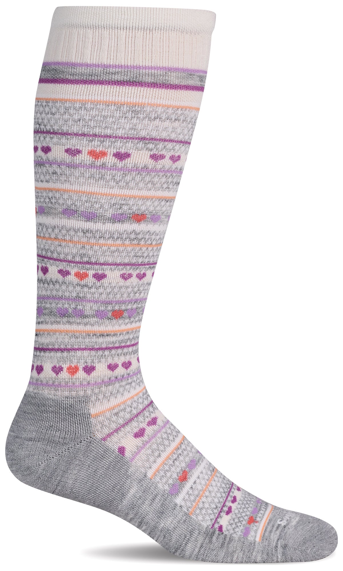 Sockwell SW199W Women's Knee High Firm Graduated Compression Socks Heart Link Lt. Grey