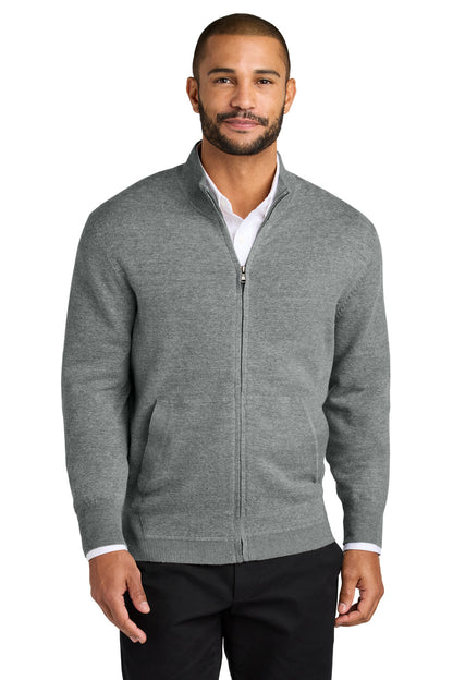 Port Authority Easy Care Full-Zip Sweater SW2901 Medium Heather Grey