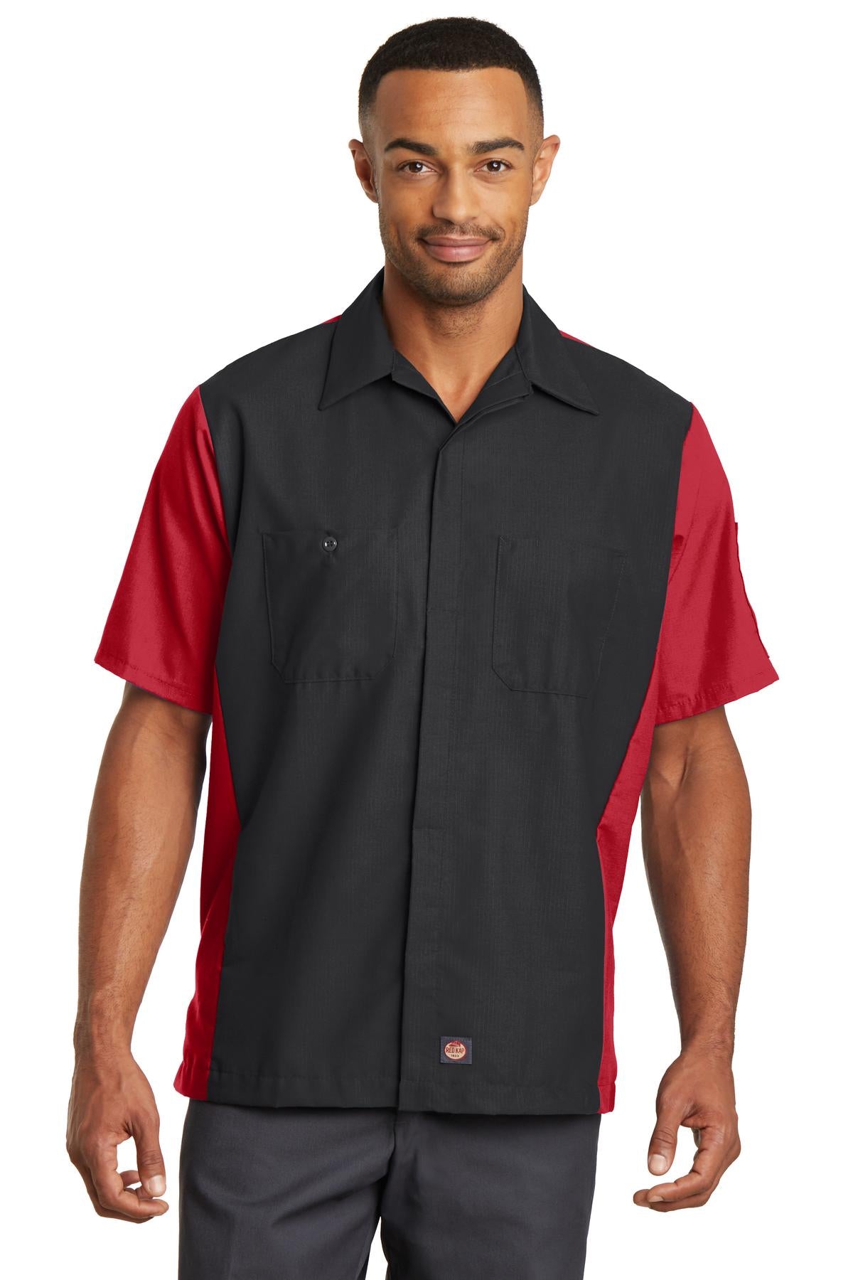 Red Kap Short Sleeve Ripstop Crew Shirt SY20 Black/Red
