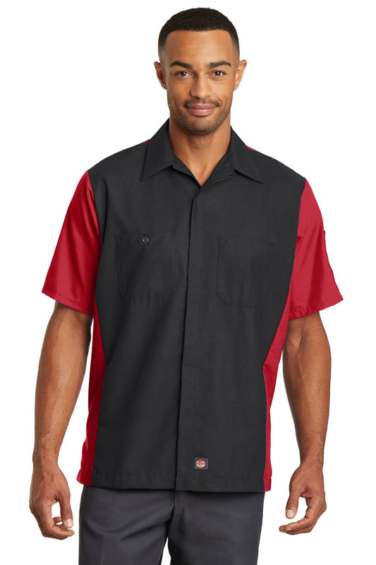 Red Kap Short Sleeve Ripstop Crew Shirt SY20 Black/Red