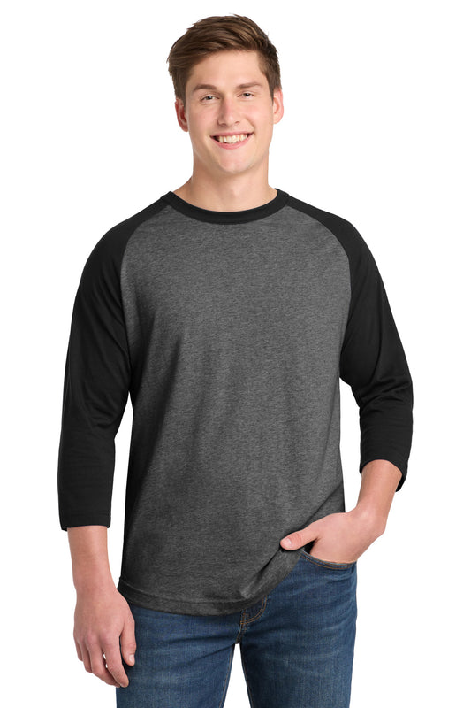 Sport-Tek Colorblock Raglan Jersey T200 Dark Heather Grey/ Black