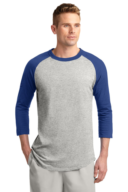 Sport-Tek Colorblock Raglan Jersey.  T200 Heather Grey/ Royal