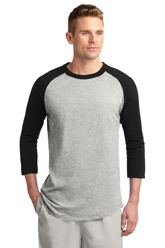 Sport-Tek Colorblock Raglan Jersey.  T200 Heather Grey/ Black