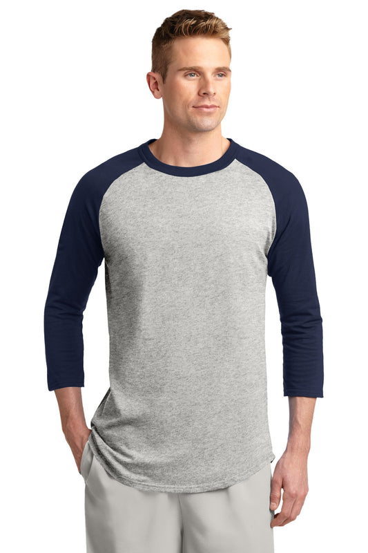 Sport-Tek Colorblock Raglan Jersey.  T200 Heather Grey/ Navy