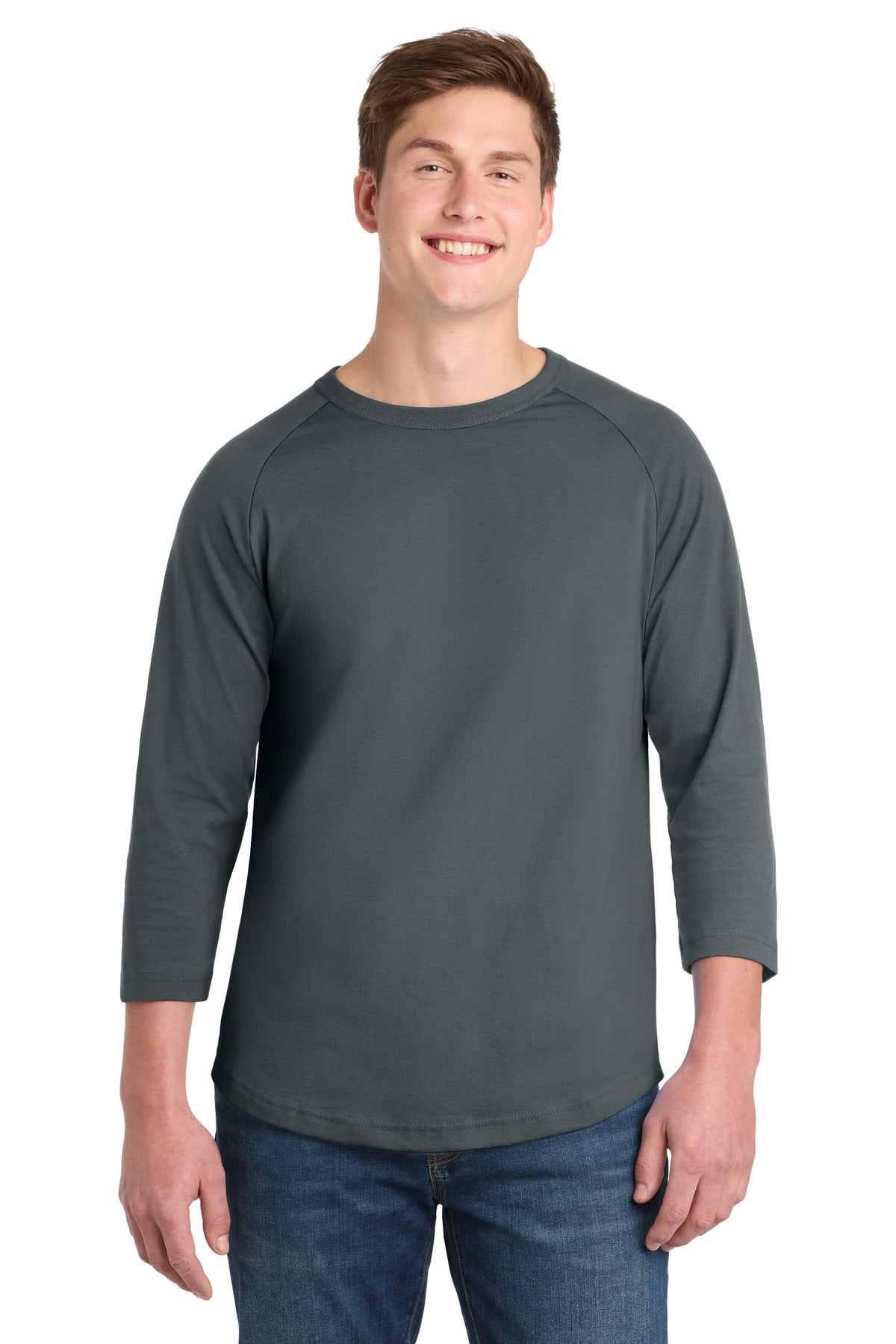 Sport-Tek Colorblock Raglan Jersey T200 Iron Grey