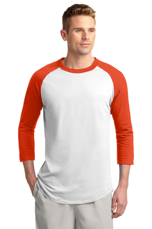 Sport-Tek Colorblock Raglan Jersey.  T200 White/ Deep Orange