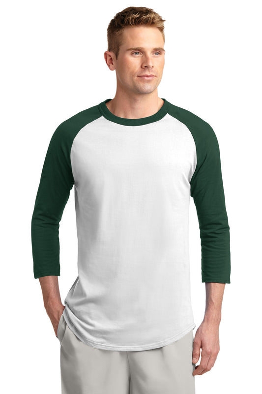 Sport-Tek Colorblock Raglan Jersey.  T200 White/ Forest