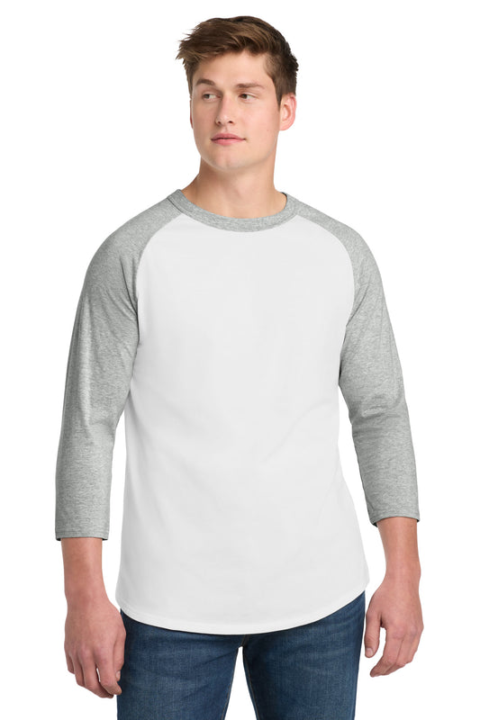 Sport-Tek Colorblock Raglan Jersey T200 White/ Heather Grey