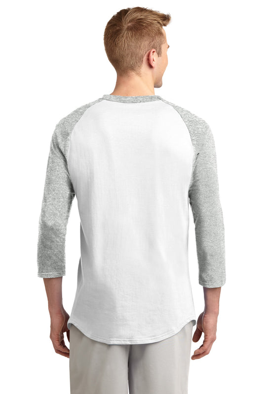 Sport-Tek Colorblock Raglan Jersey.  T200 White/ Heather Grey