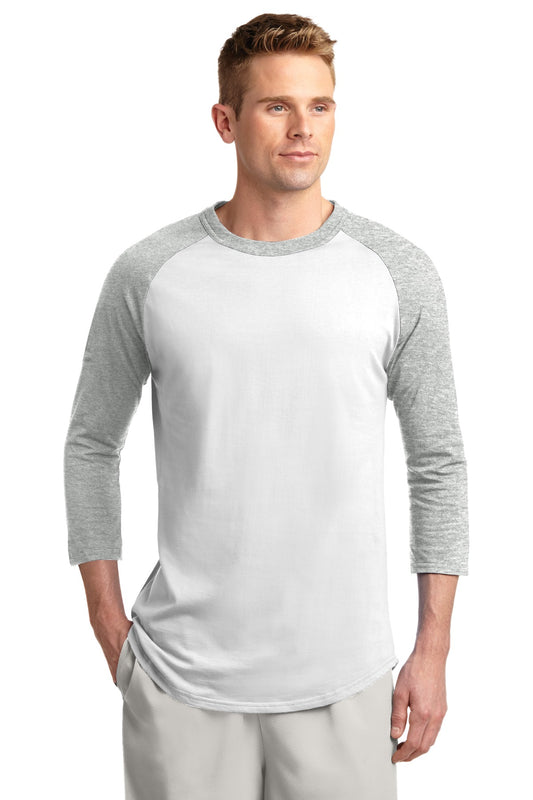 Sport-Tek Colorblock Raglan Jersey.  T200 White/ Heather Grey