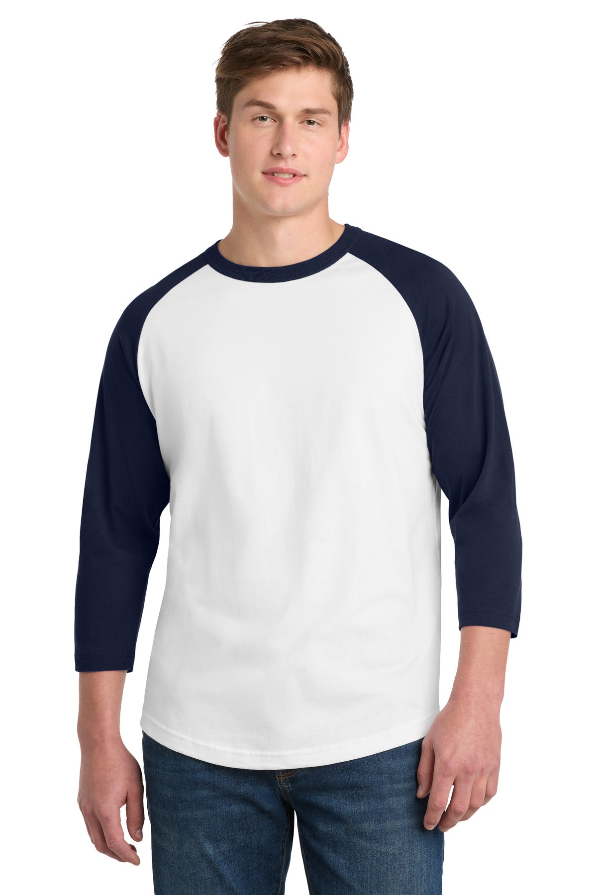 Sport-Tek Colorblock Raglan Jersey T200 White/ Navy