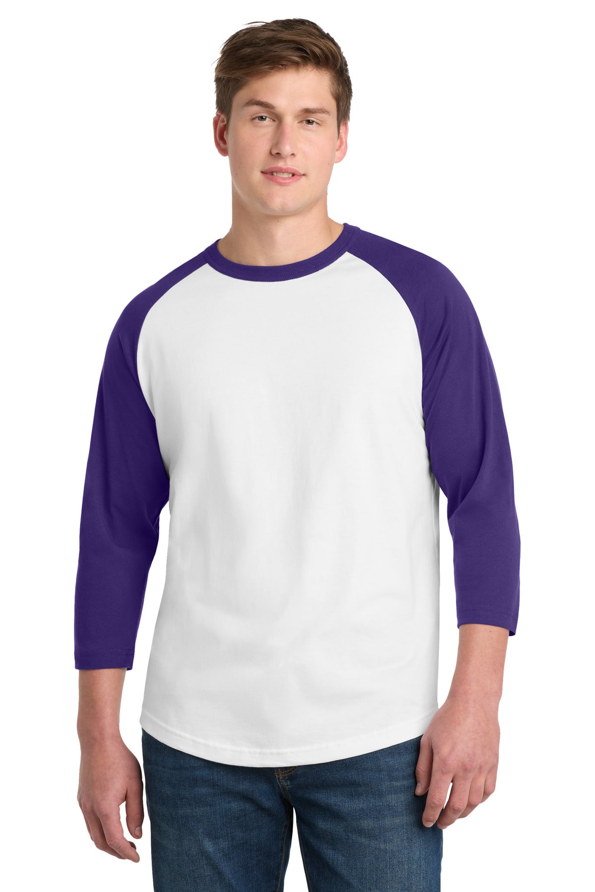 Sport-Tek Colorblock Raglan Jersey T200 White/ Purple