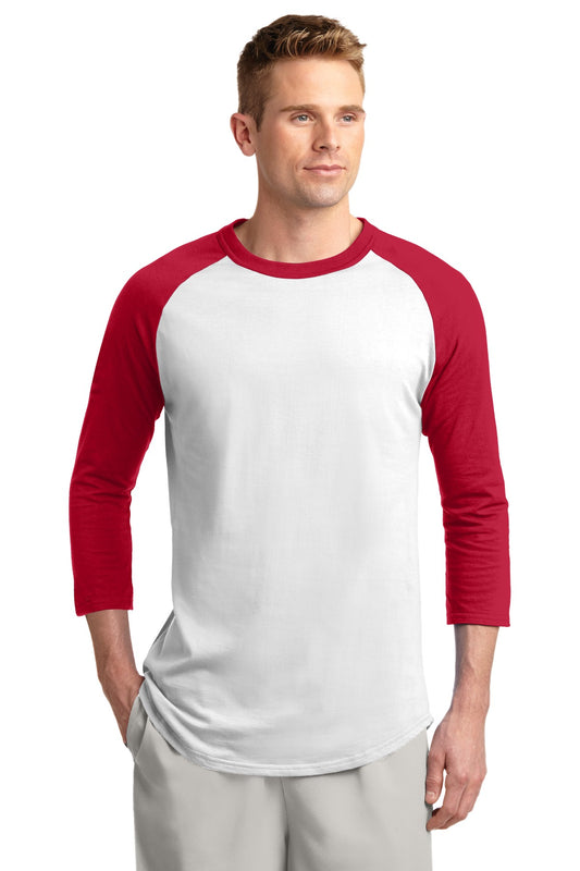 Sport-Tek Colorblock Raglan Jersey.  T200 White/ Red