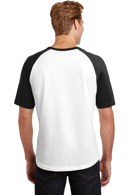 Sport-Tek Short Sleeve Colorblock Raglan Jersey. T201 White/ Black