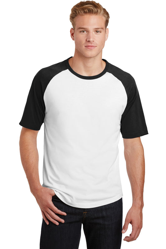Sport-Tek Short Sleeve Colorblock Raglan Jersey. T201 White/ Black