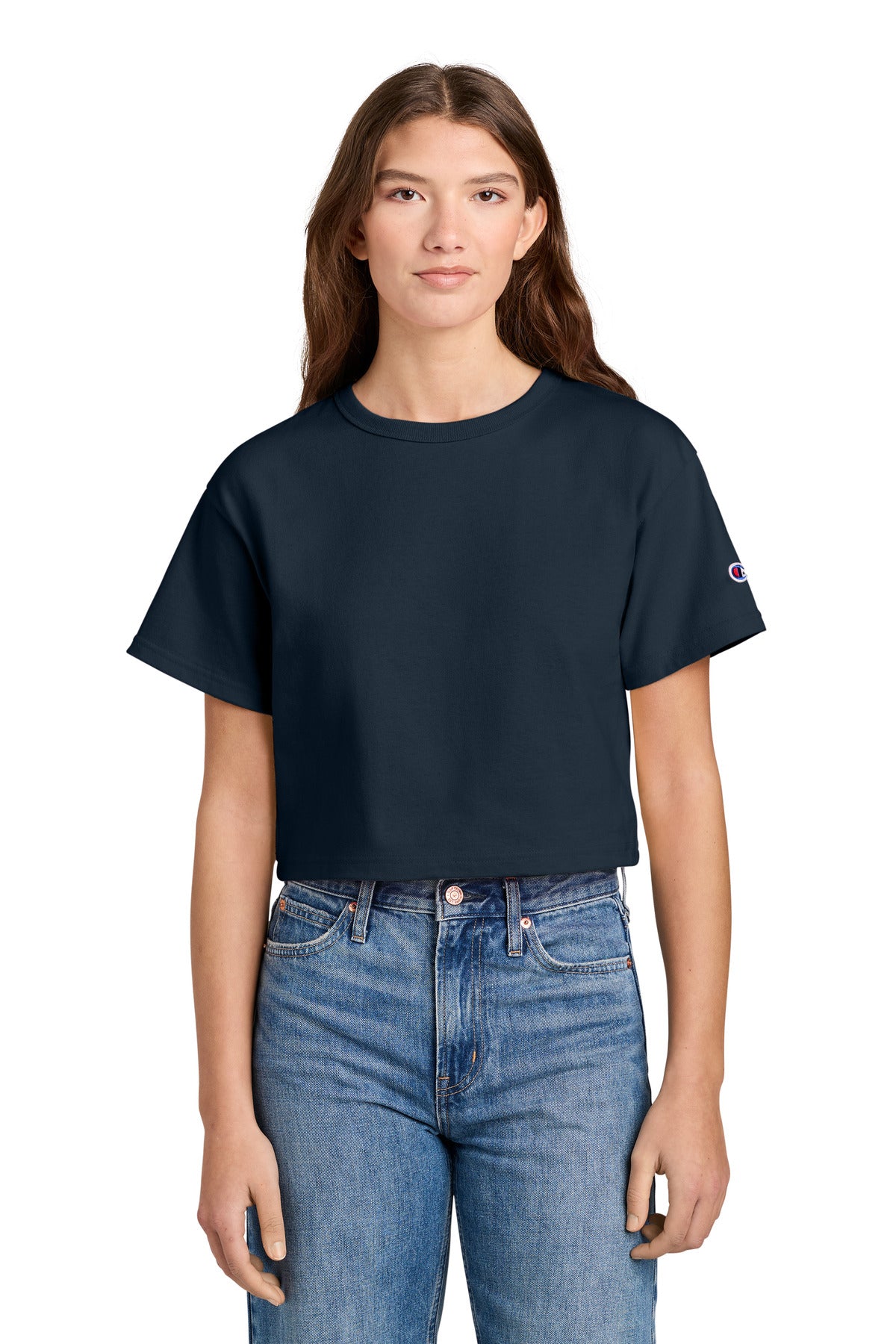 Champion Women's Cropped Heritage Tee T453W Navy