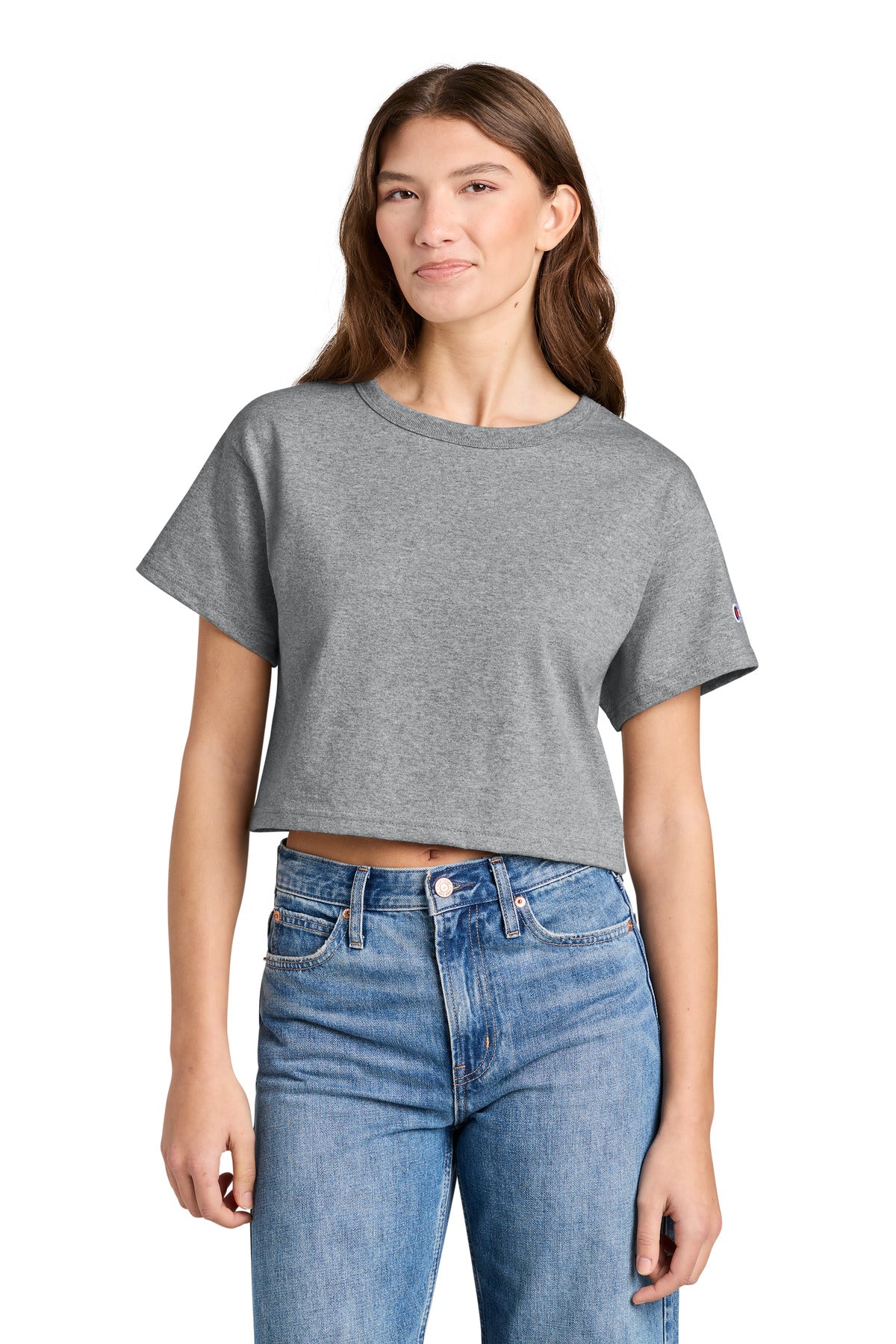 Champion Women's Cropped Heritage Tee T453W Oxford Grey