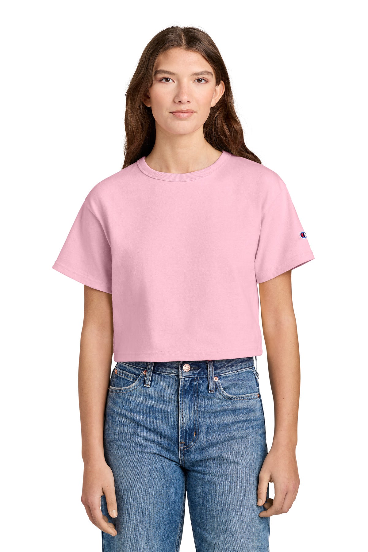 Champion Women's Cropped Heritage Tee T453W Pink Candy