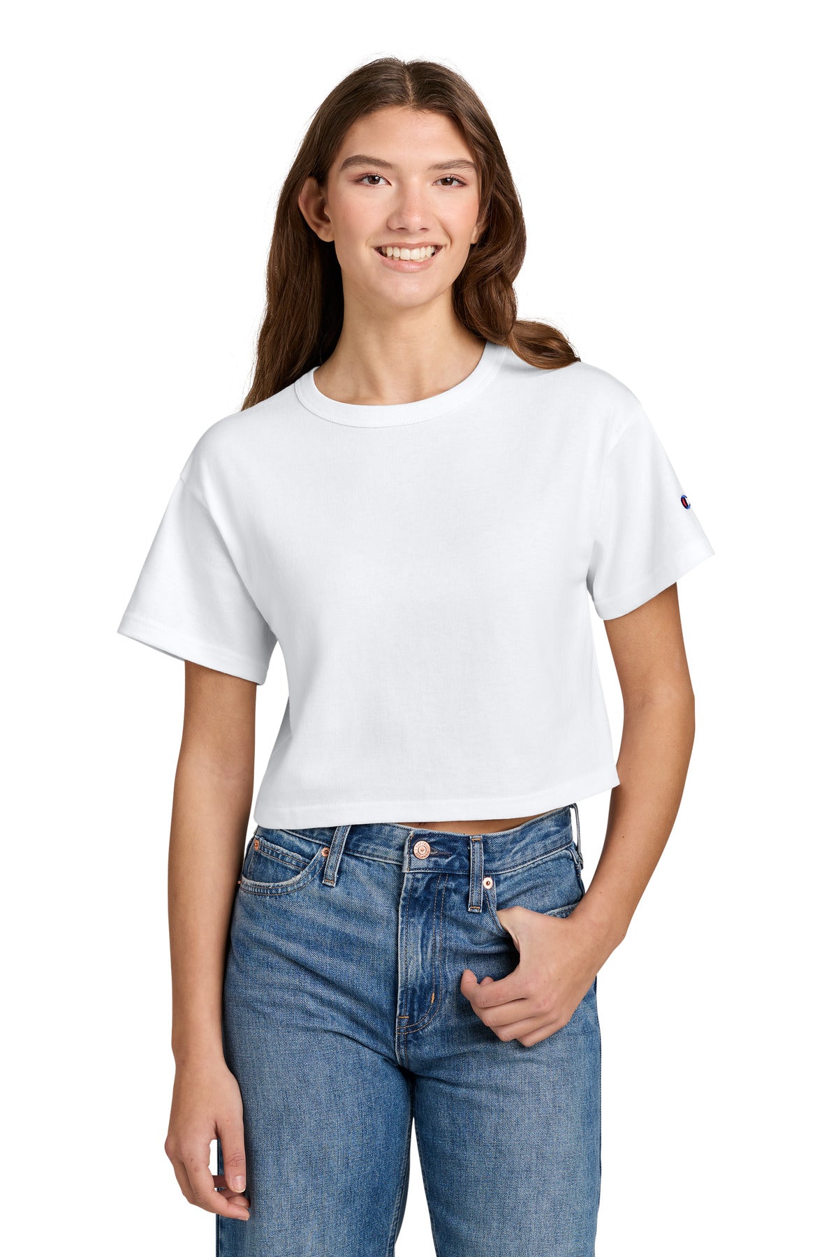 Champion Women's Cropped Heritage Tee T453W White