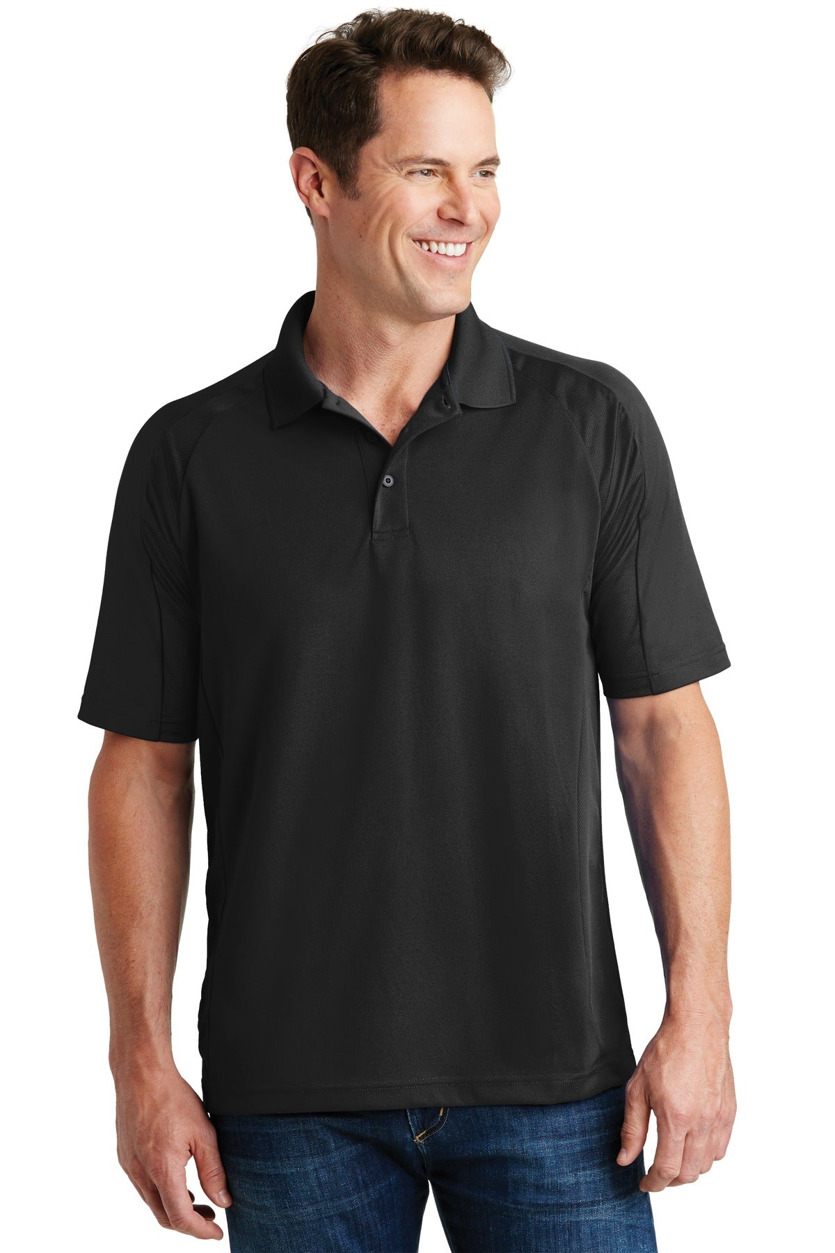 Sport-Tek Dri-Mesh Pro Polo. T474 Black