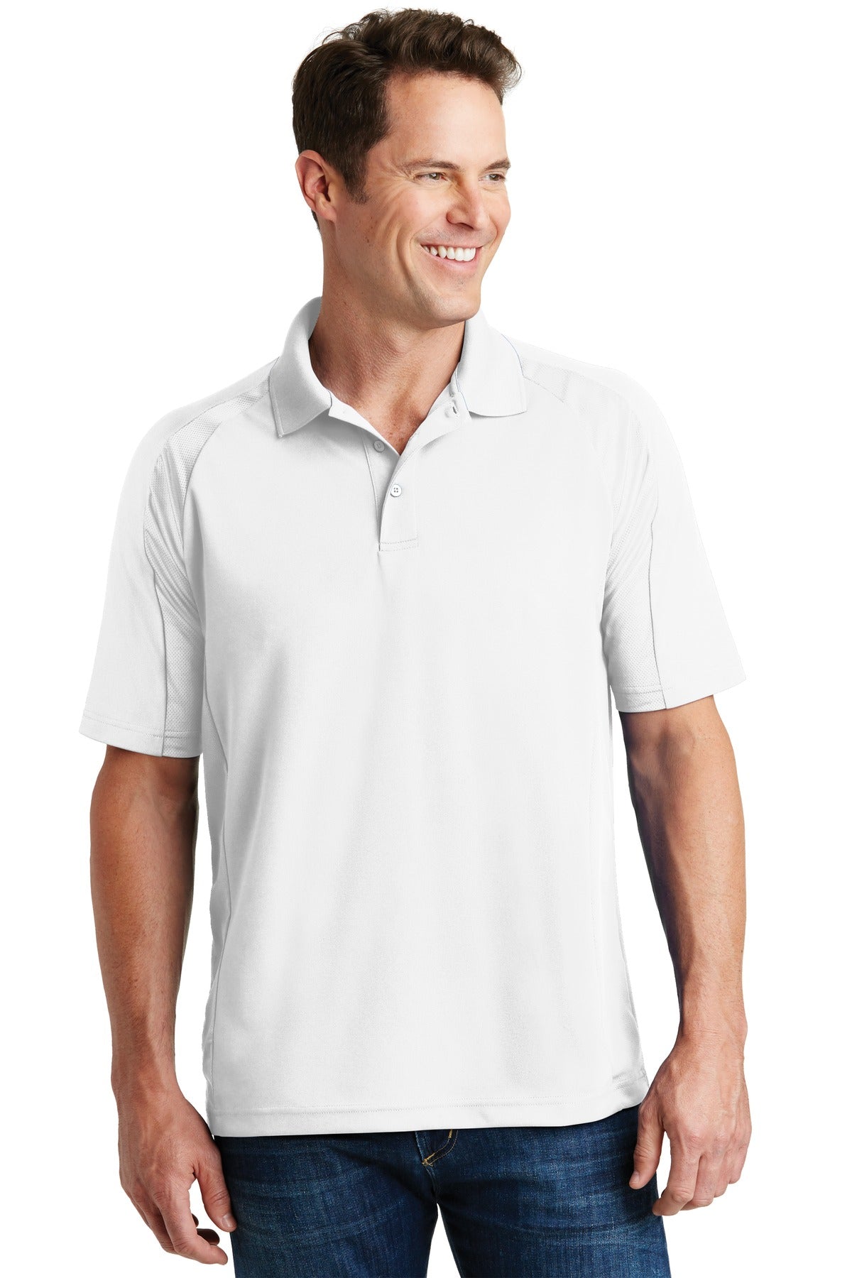 Sport-Tek Dri-Mesh Pro Polo. T474 White