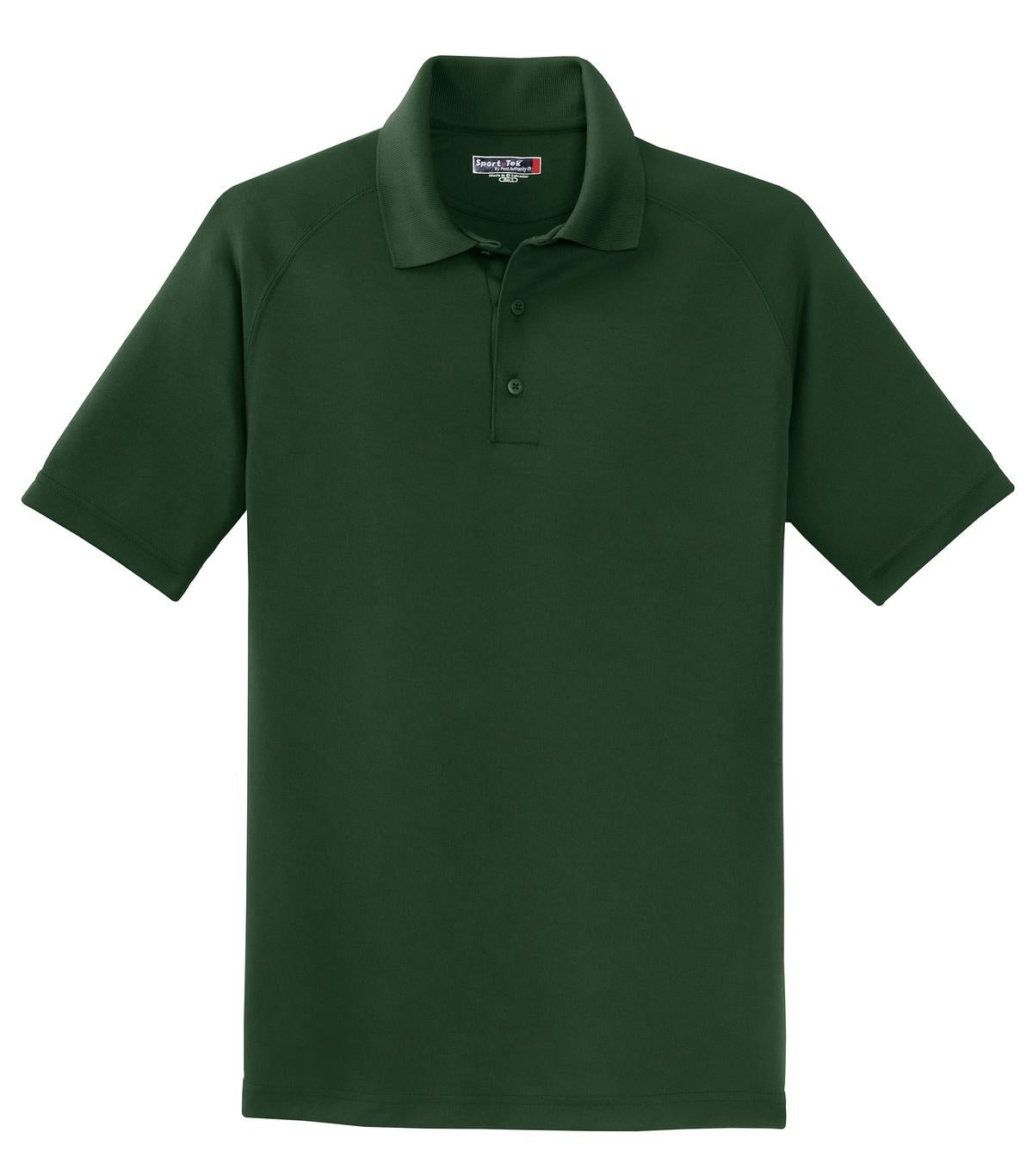 Sport-Tek Dry Zone Raglan Polo. T475 Forest Green