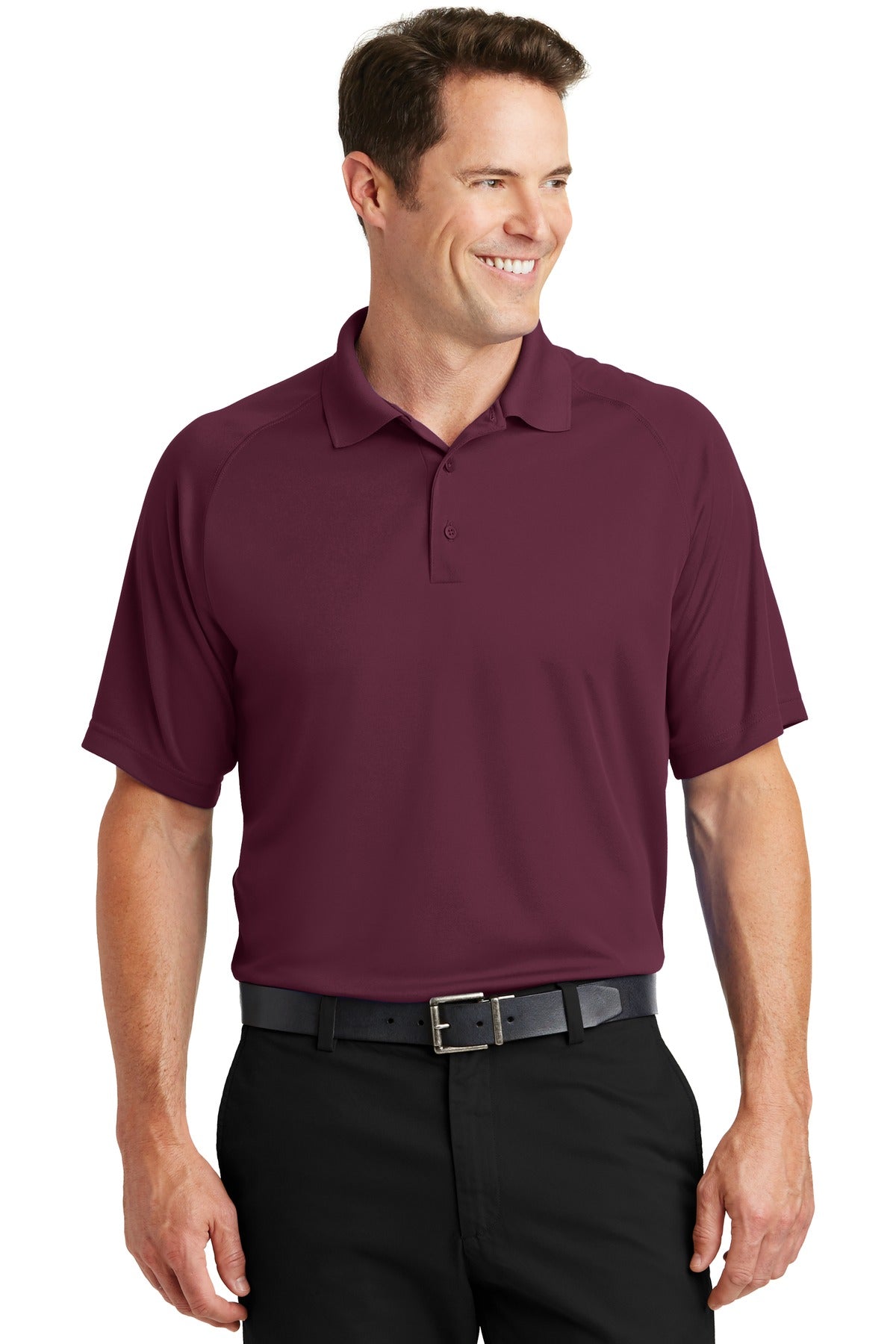 Sport-Tek Dry Zone Raglan Polo. T475 Maroon