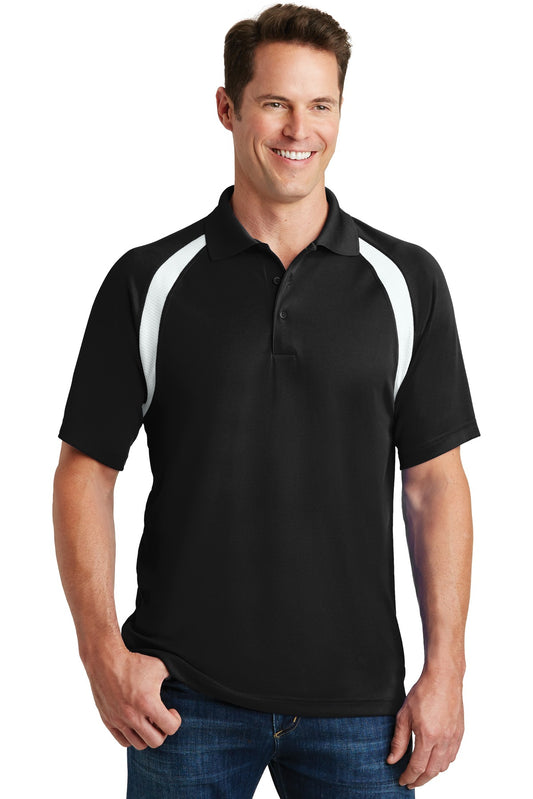 Sport-Tek Dry Zone Colorblock Raglan Polo. T476 Black/ White
