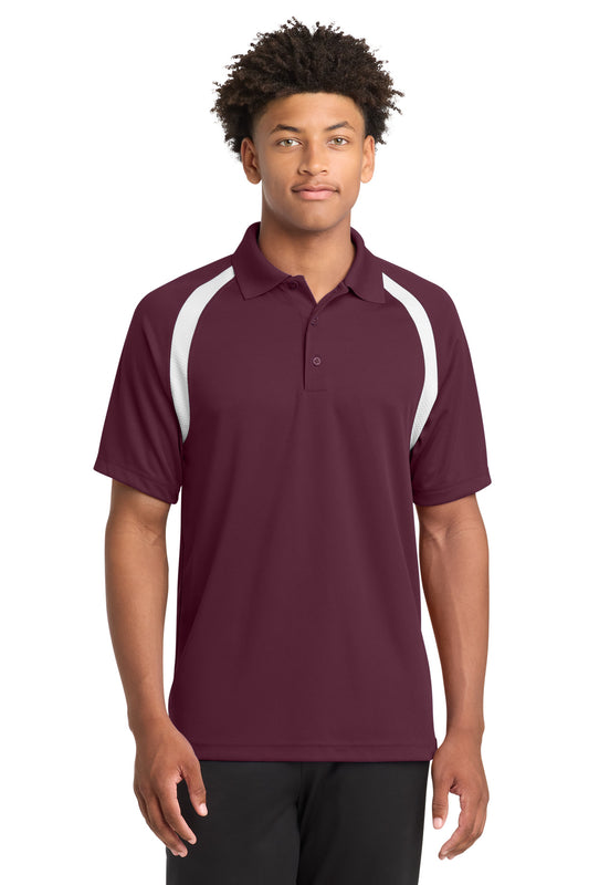 Sport-Tek Dry Zone Colorblock Raglan Polo T476 Maroon/ White