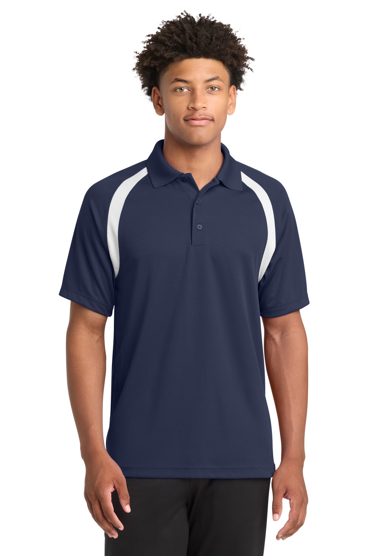 Sport-Tek Dry Zone Colorblock Raglan Polo T476 True Navy/ White