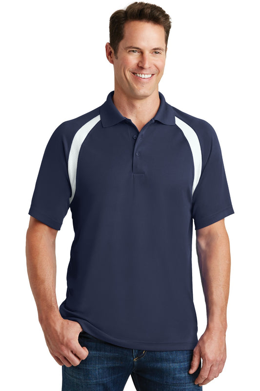 Sport-Tek Dry Zone Colorblock Raglan Polo. T476 True Navy/ White