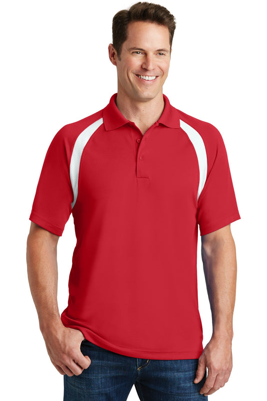 Sport-Tek Dry Zone Colorblock Raglan Polo. T476 True Red/ White