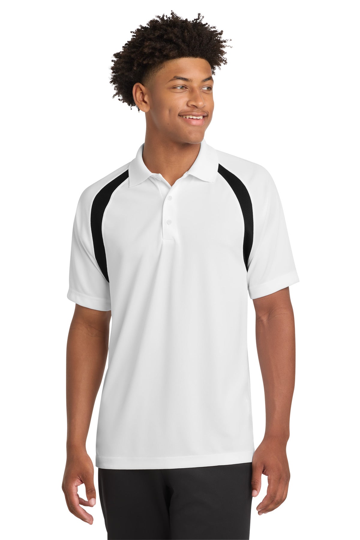 Sport-Tek Dry Zone Colorblock Raglan Polo T476 White/ Black