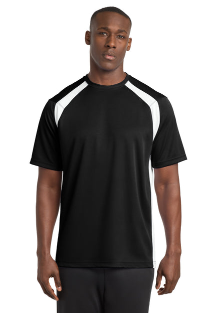 Sport-Tek Dry Zone Colorblock Crew T478 Black/ White