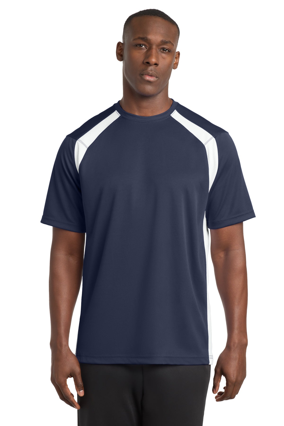 Sport-Tek Dry Zone Colorblock Crew T478 True Navy/ White