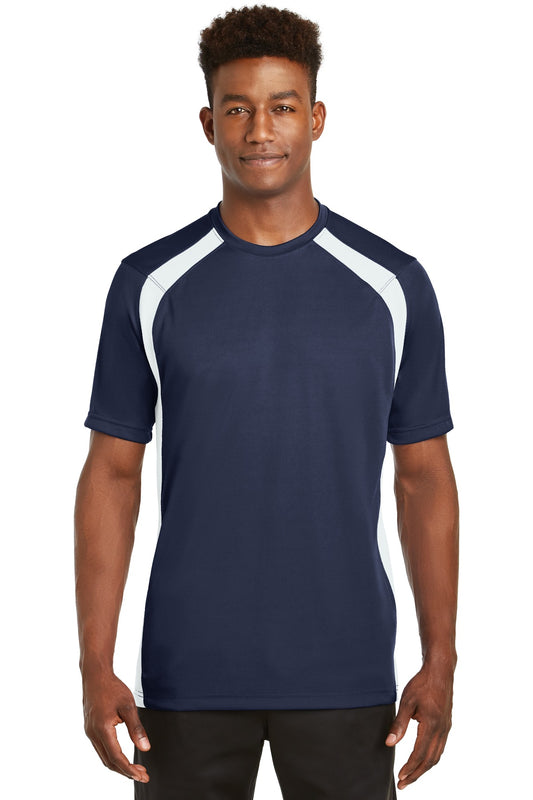 Sport-Tek Dry Zone Colorblock Crew. T478 True Navy/ White