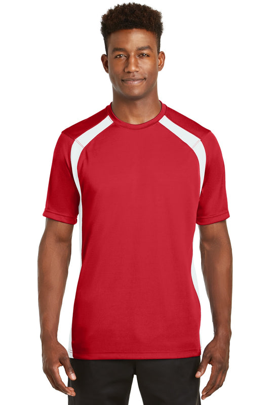 Sport-Tek Dry Zone Colorblock Crew. T478 True Red/ White
