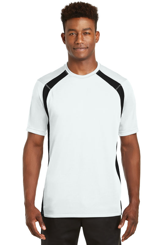 Sport-Tek Dry Zone Colorblock Crew. T478 White/ Black