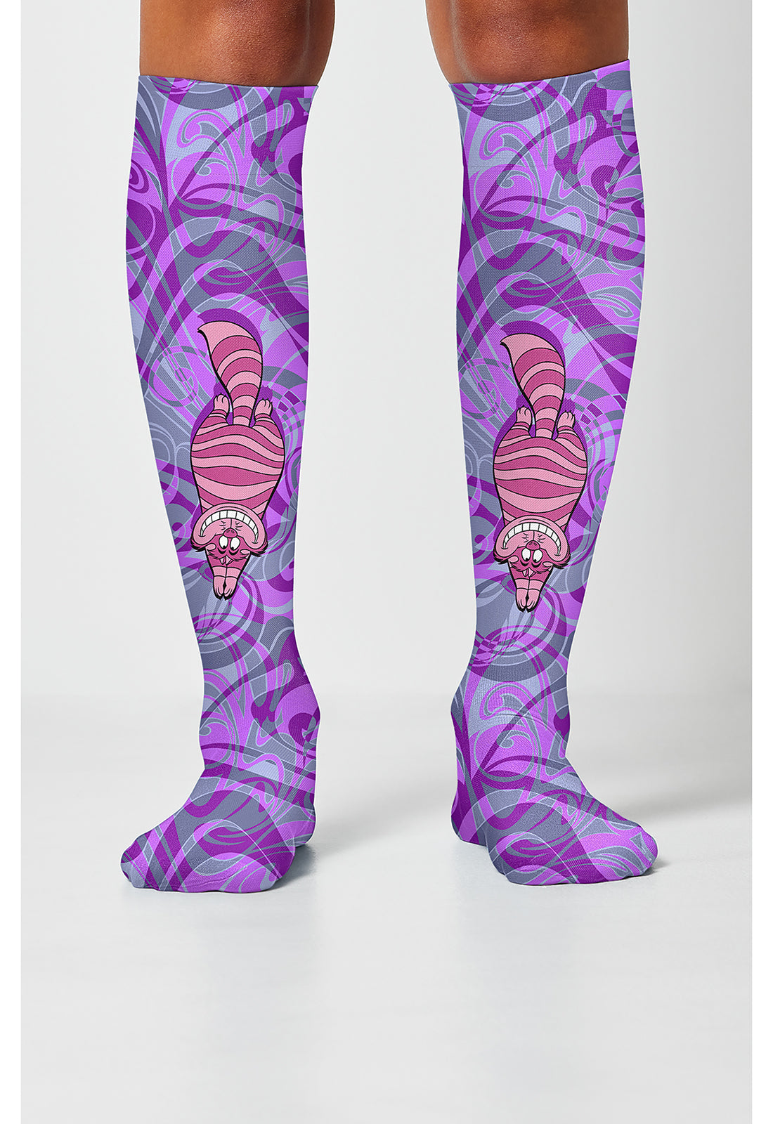 Tooniforms Legwear TCOMFORTSUPPOR Women's Knee High 8-15mmHg Compression Socks Curiouser Cat