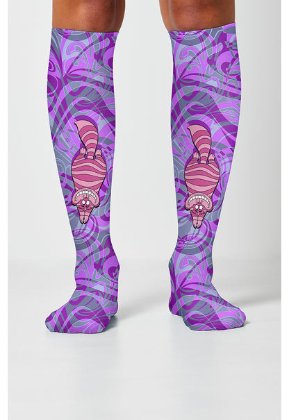 Tooniforms Legwear TCOMFORTSUPPOR Women's Knee High 8-15mmHg Compression Socks Curiouser Cat
