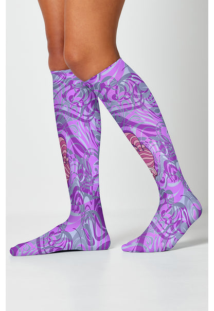 Tooniforms Legwear TCOMFORTSUPPOR Women's Knee High 8-15mmHg Compression Socks Curiouser Cat