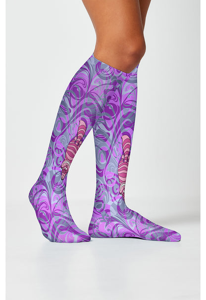 Tooniforms Legwear TCOMFORTSUPPOR Women's Knee High 8-15mmHg Compression Socks Curiouser Cat