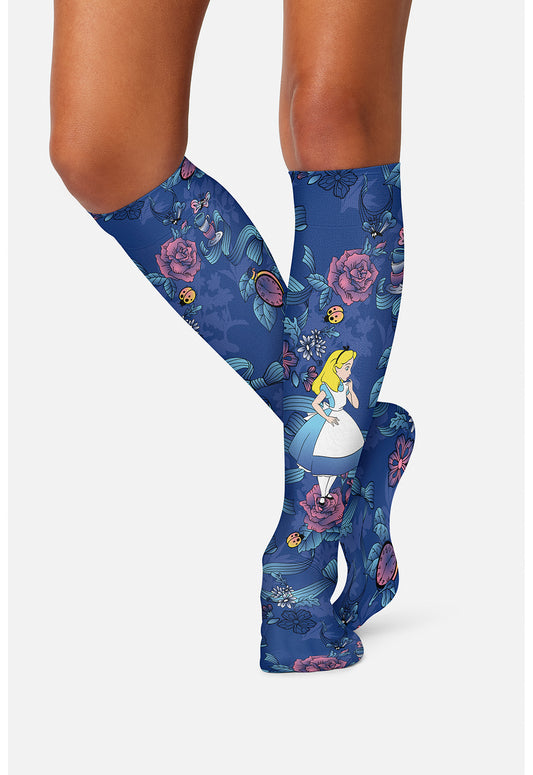 Tooniforms Legwear TCOMFORTSUPPOR Women's Knee High 8-15mmHg Compression Socks Alice'S Tea Party