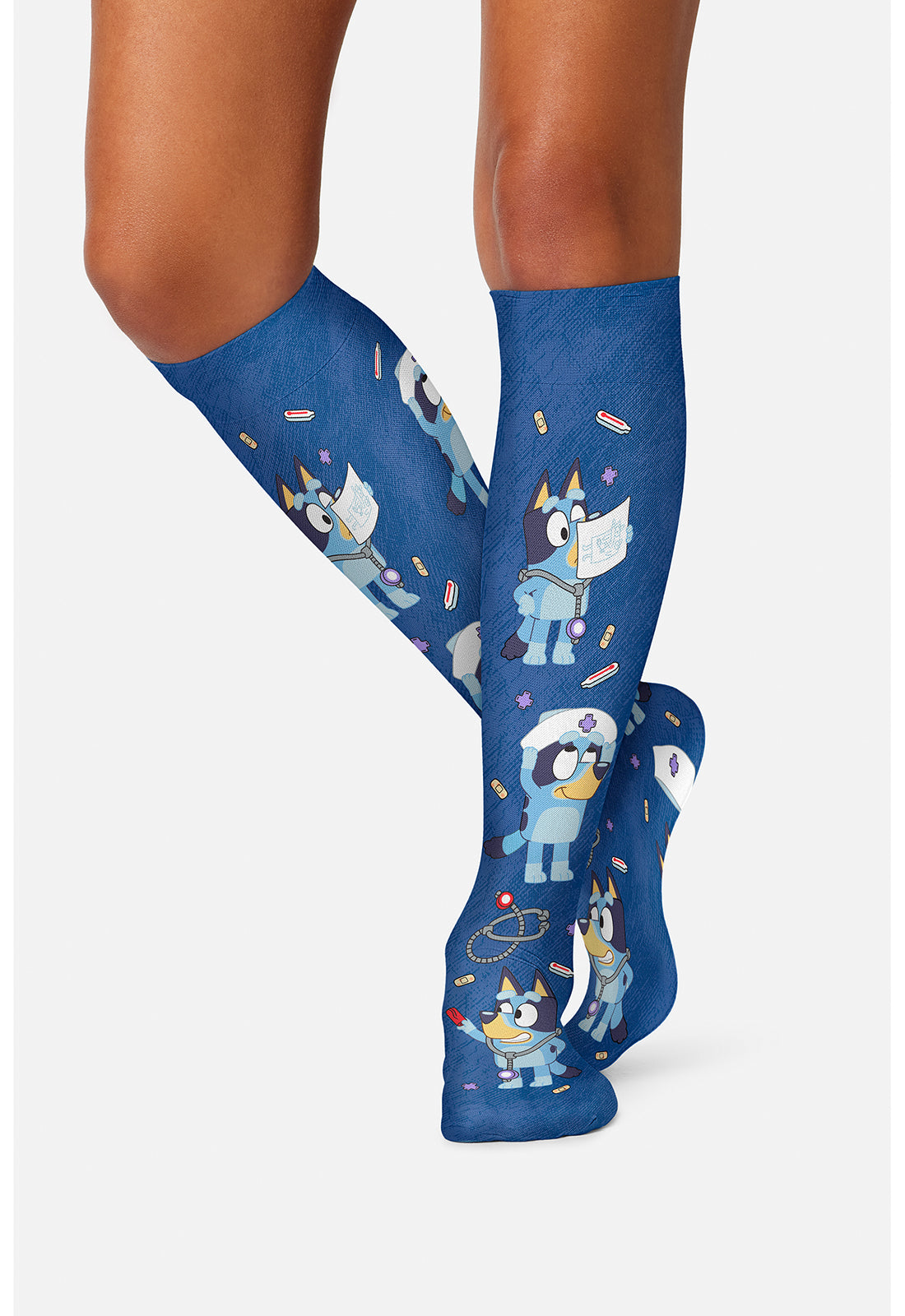 Legwear TCOMFORTSUPPOR Knee High 8-15Mmhg Compression Socks Calling Doctor Bluey