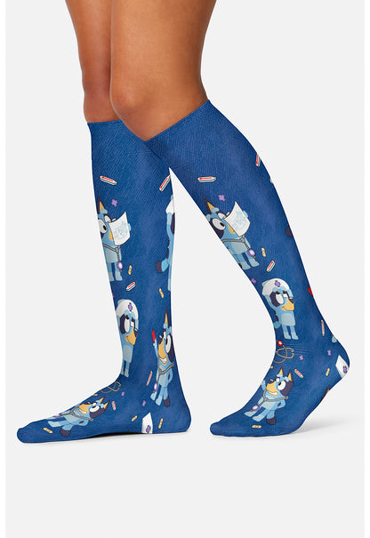 Legwear TCOMFORTSUPPOR Knee High 8-15Mmhg Compression Socks Calling Doctor Bluey