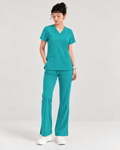 Foundry Women's 1005 Quinn 2 Pocket V-Neck Top Teal
