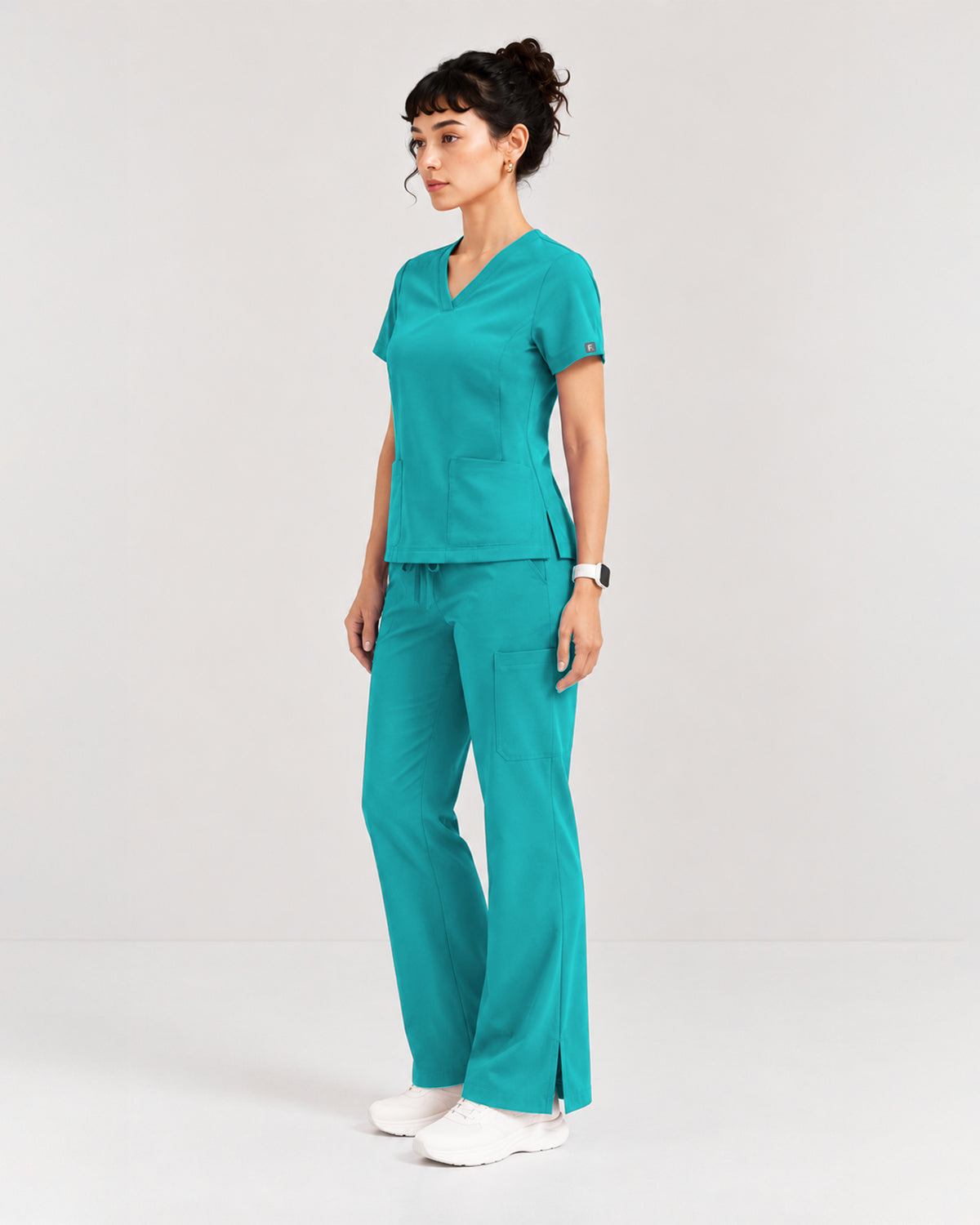 Foundry Women's 1005 Quinn 2 Pocket V-Neck Top Teal