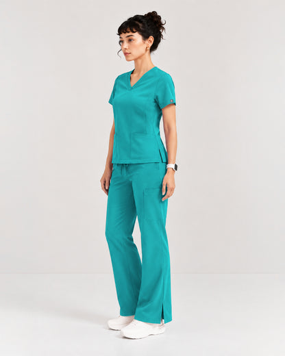 Foundry Women's 1005 Quinn 2 Pocket V-Neck Top Teal