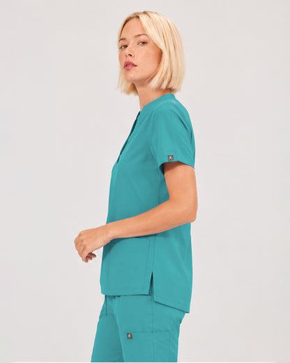Foundry Women's 1055 Arden 2 Pocket Mandarin Top Teal